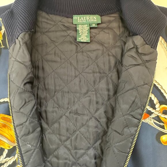 Vintage Lauren Ralph Lauren Silk Equestrian Print Vest Womens 3X Navy Preppy - Picture 11 of 13